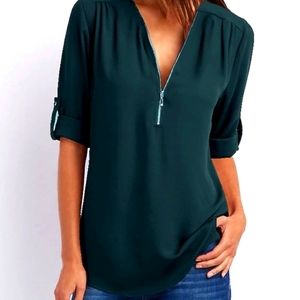 Inc Zip-up blouse